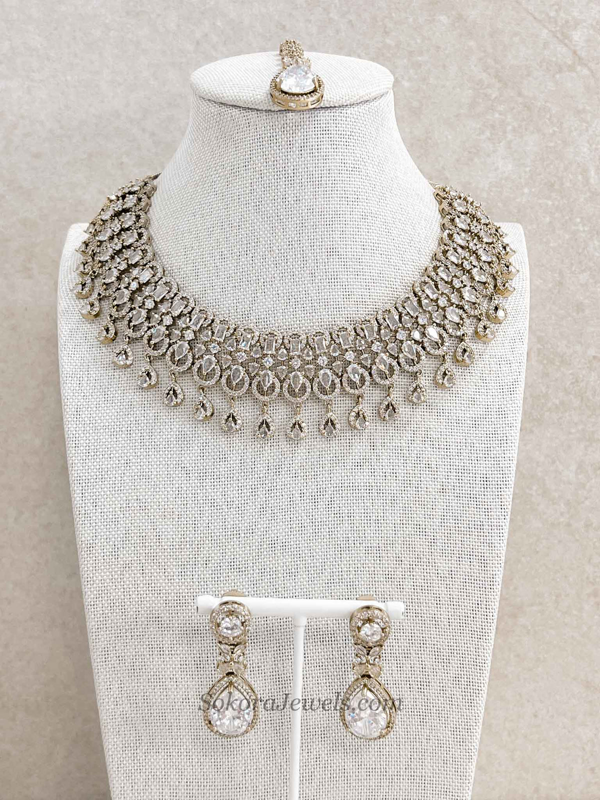 Suman Antique Gold American Diamond Set