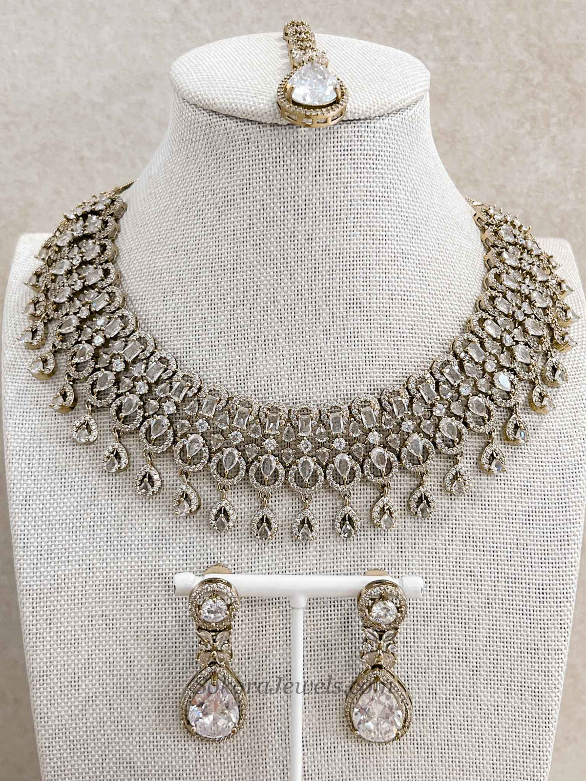 Suman Antique Gold American Diamond Set