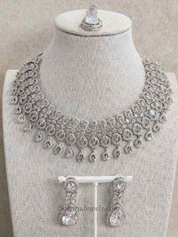 Suman Silver American Diamond Set