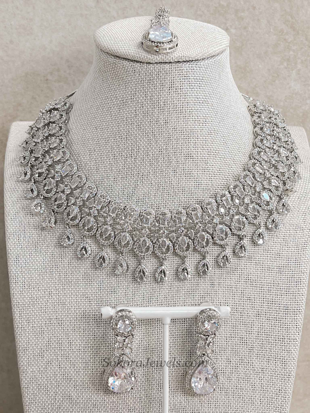 Suman Silver American Diamond Set