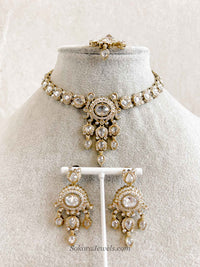 Gurpreet Small Clear Crystal Necklace set