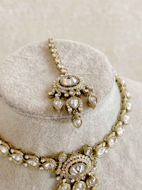 Gurpreet Small Clear Crystal Necklace set