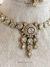 Gurpreet Small Clear Crystal Necklace set