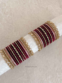 Bridal Bangle Set - Maroon & Pink