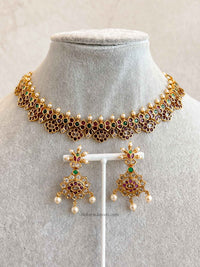 Ruby & Green Pearl Necklace Set