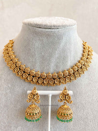 South Indian Necklace Set with Green Beads