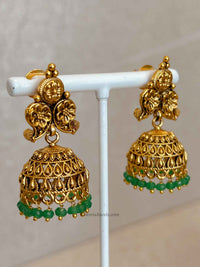 South Indian Necklace Set with Green Beads