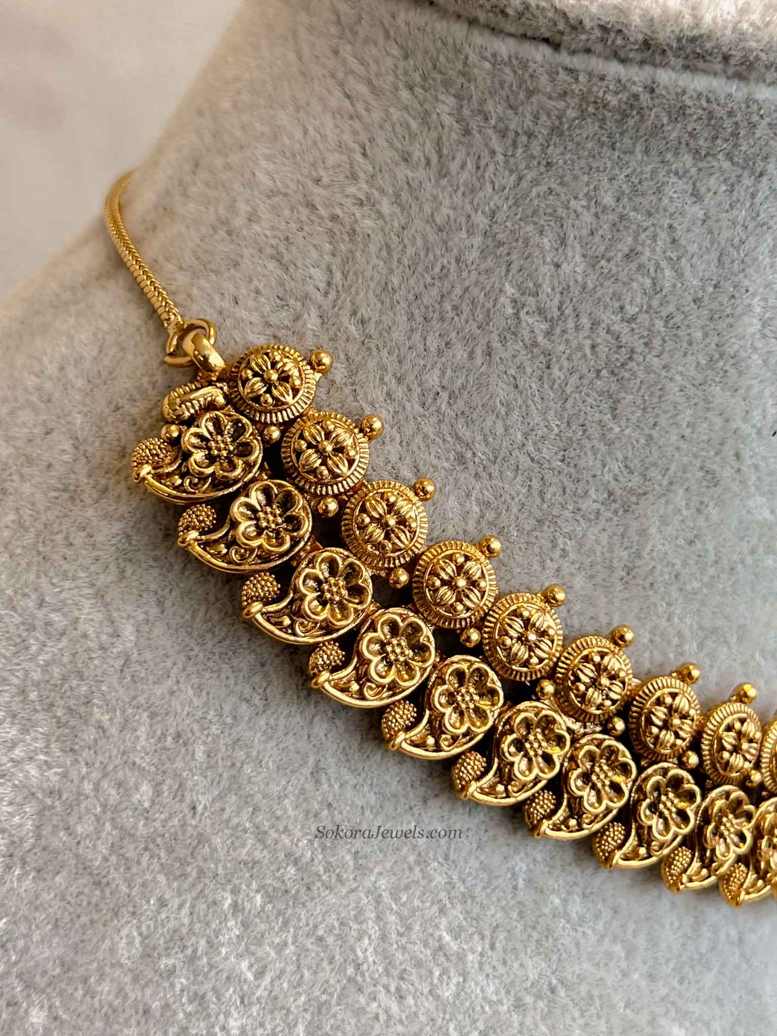 South Indian Necklace Set with Green Beads
