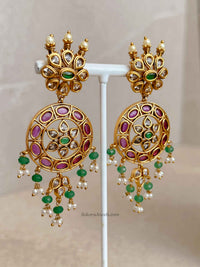 Ruby & Green Pearl Necklace Set with Pendant