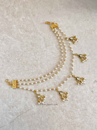 3 Strand Pearl & Kundan Gem Earring chains