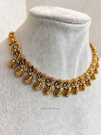 South Indian Temple Lakshmi Necklace Set with Jhumka Earring
