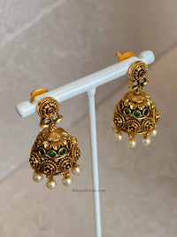 South Indian Temple Lakshmi Necklace Set with Jhumka Earring