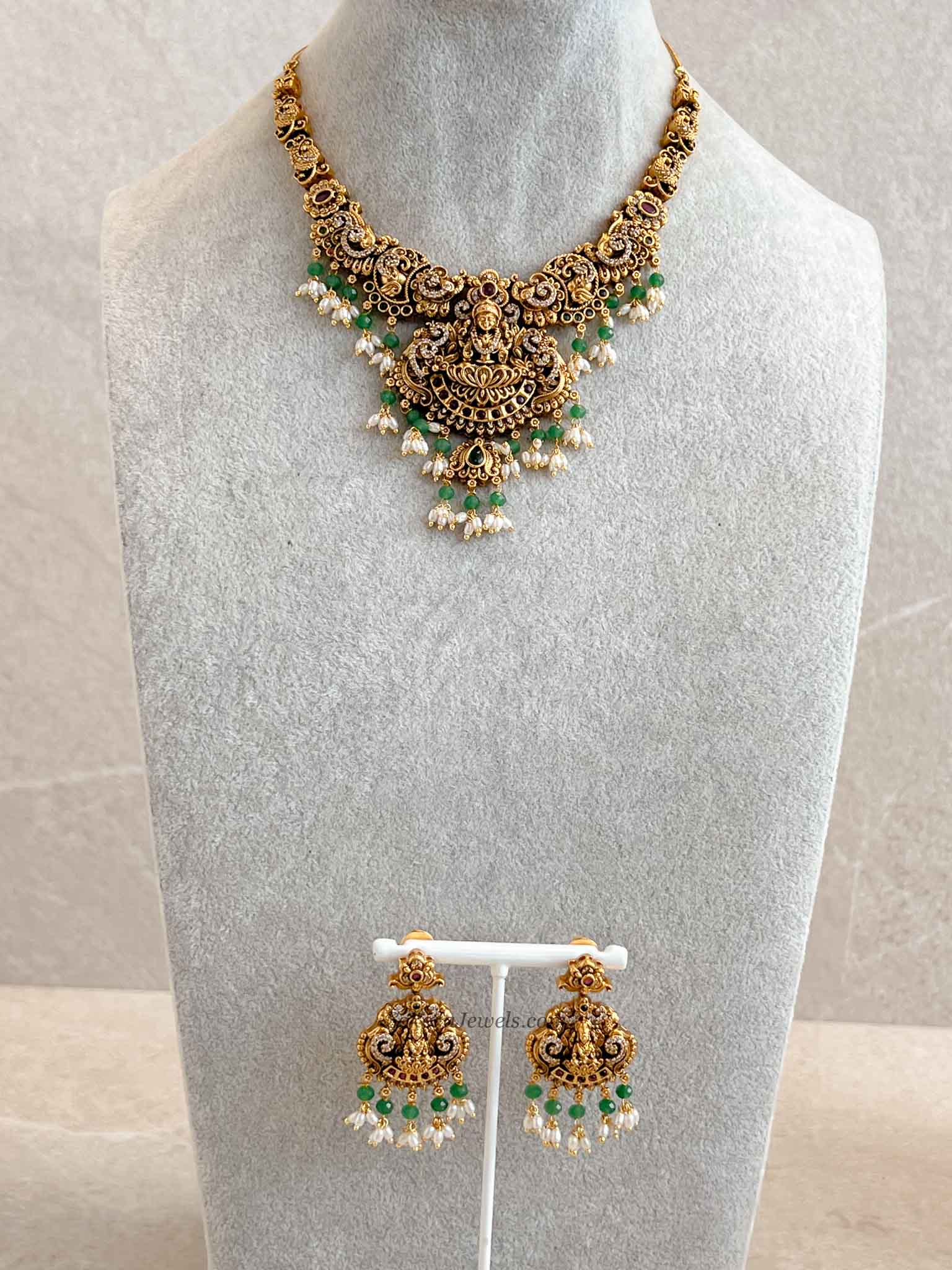 South Indian Temple Lakshmi Pendant Necklace Set