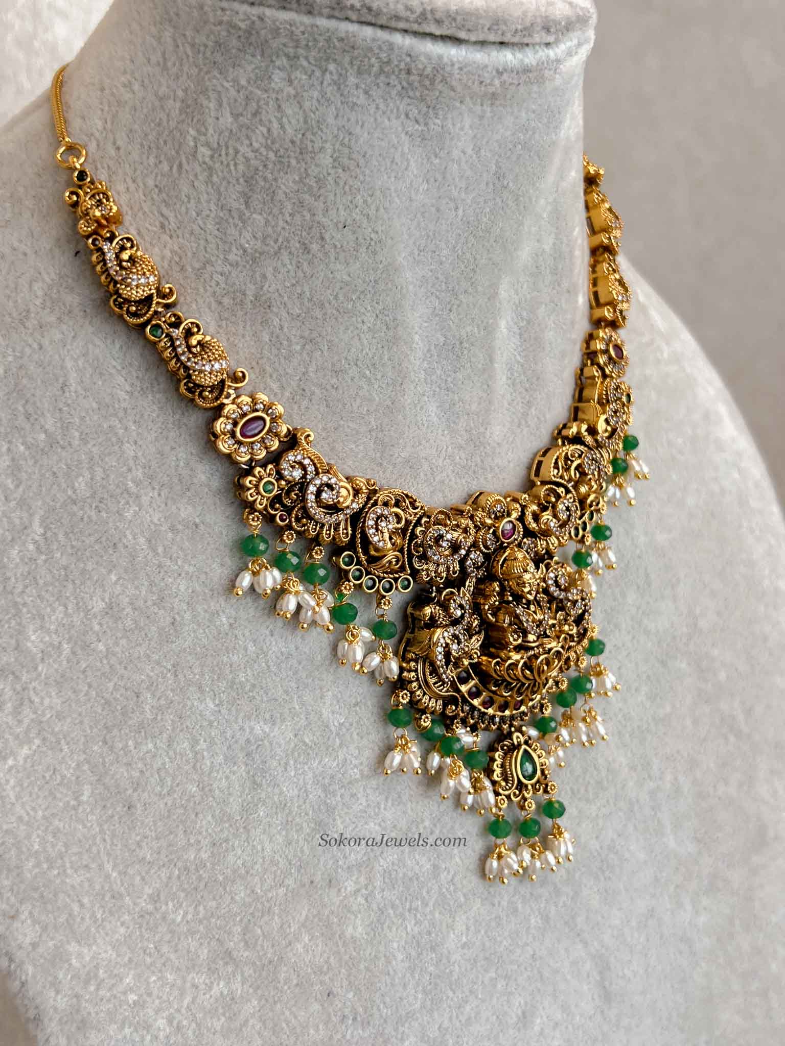 South Indian Temple Lakshmi Pendant Necklace Set