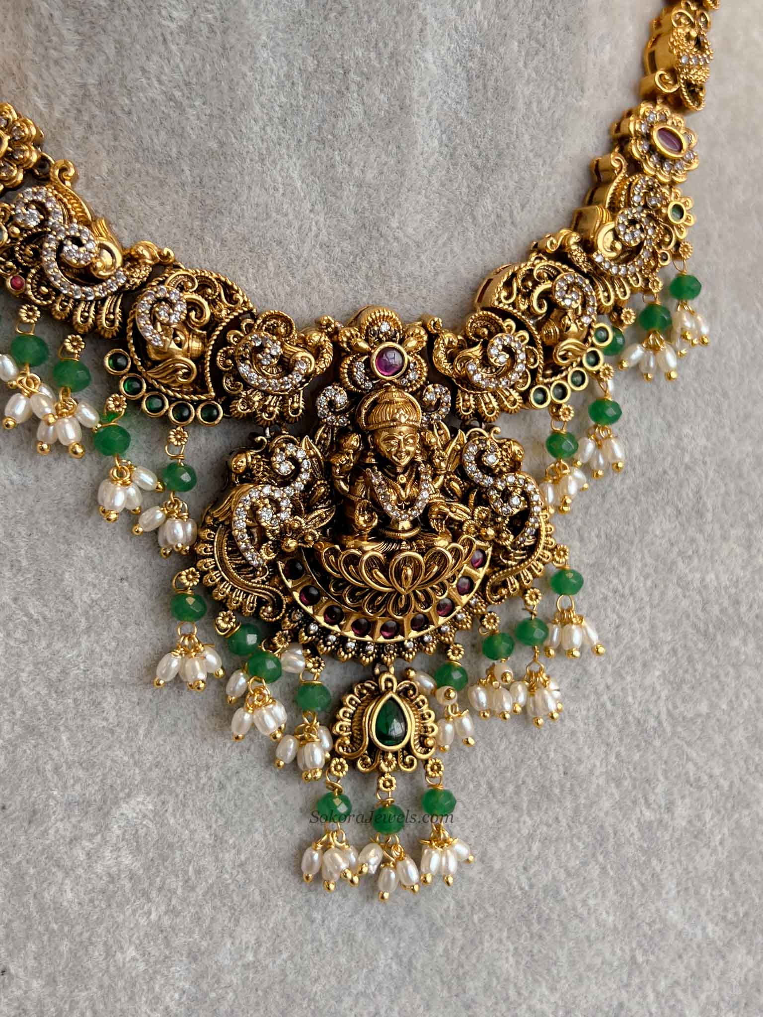 South Indian Temple Lakshmi Pendant Necklace Set