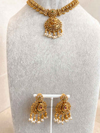 Ruby and Green Pendant Necklace Set