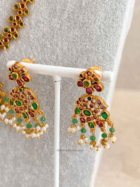 Traditional Mala Set with Ruby and Green Stones