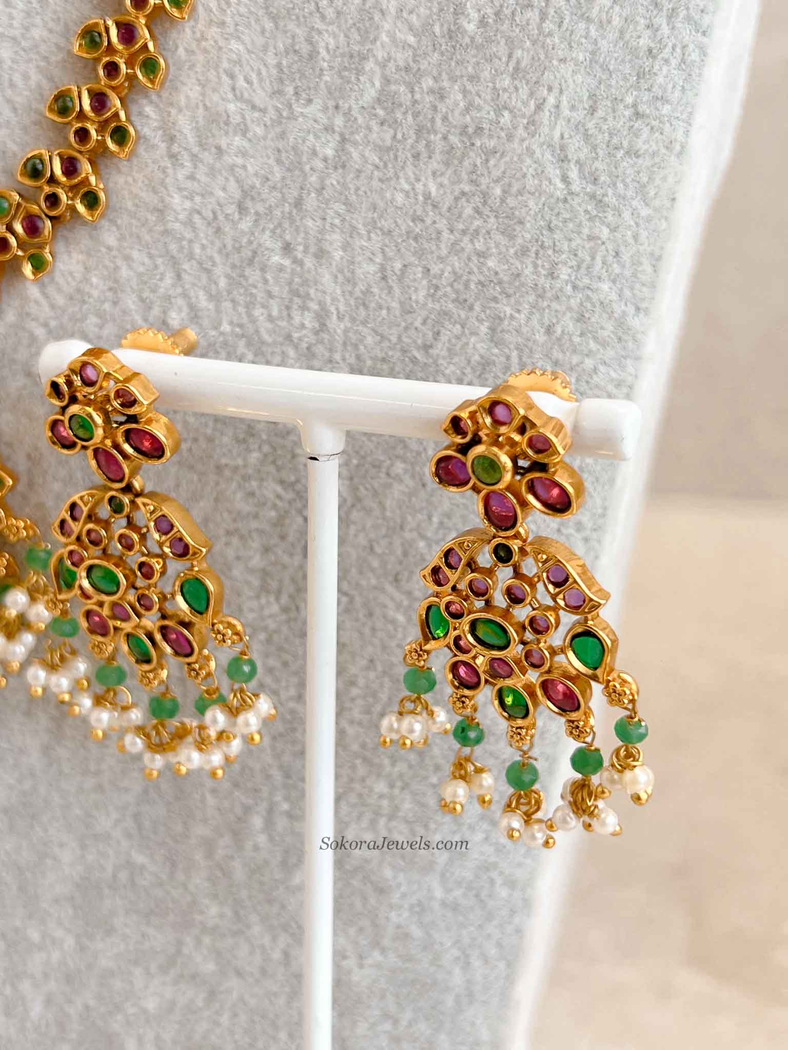 Traditional Mala Set with Ruby and Green Stones