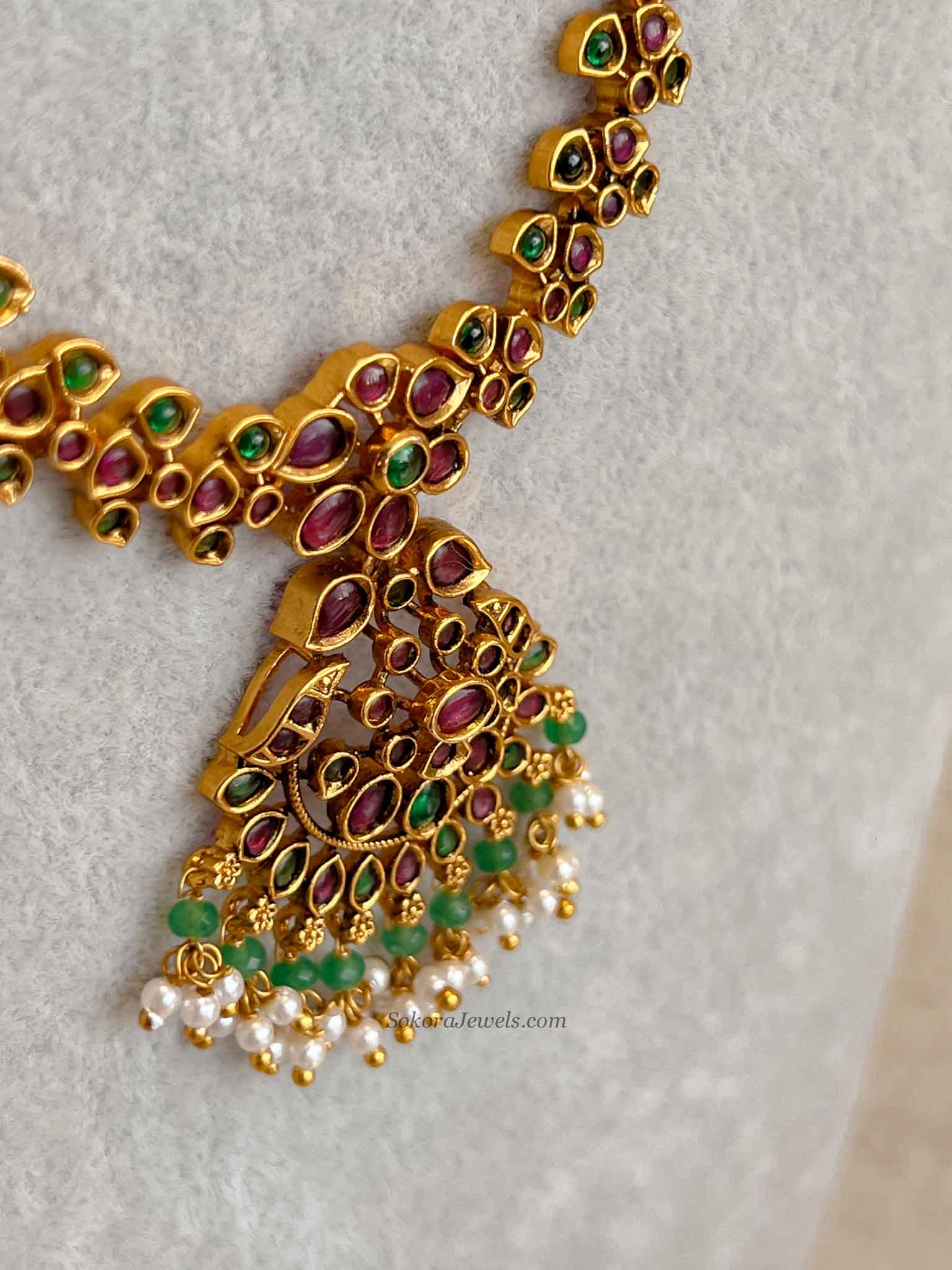 Traditional Mala Set with Ruby and Green Stones