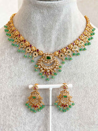 Green and Ruby Heritage Pendant Necklace Set