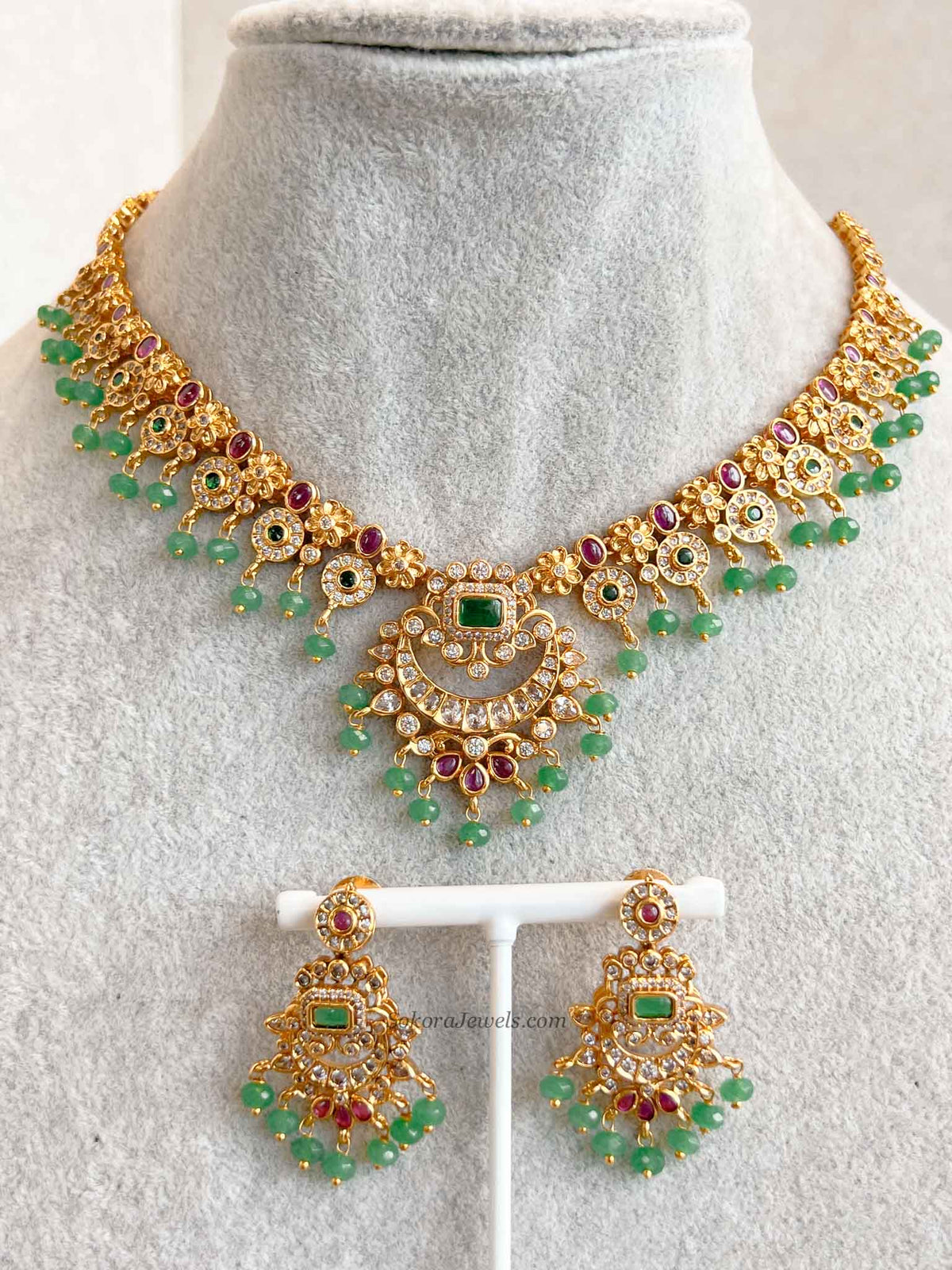 Green and Ruby Heritage Pendant Necklace Set