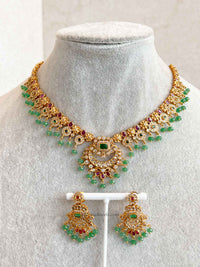 Green and Ruby Heritage Pendant Necklace Set