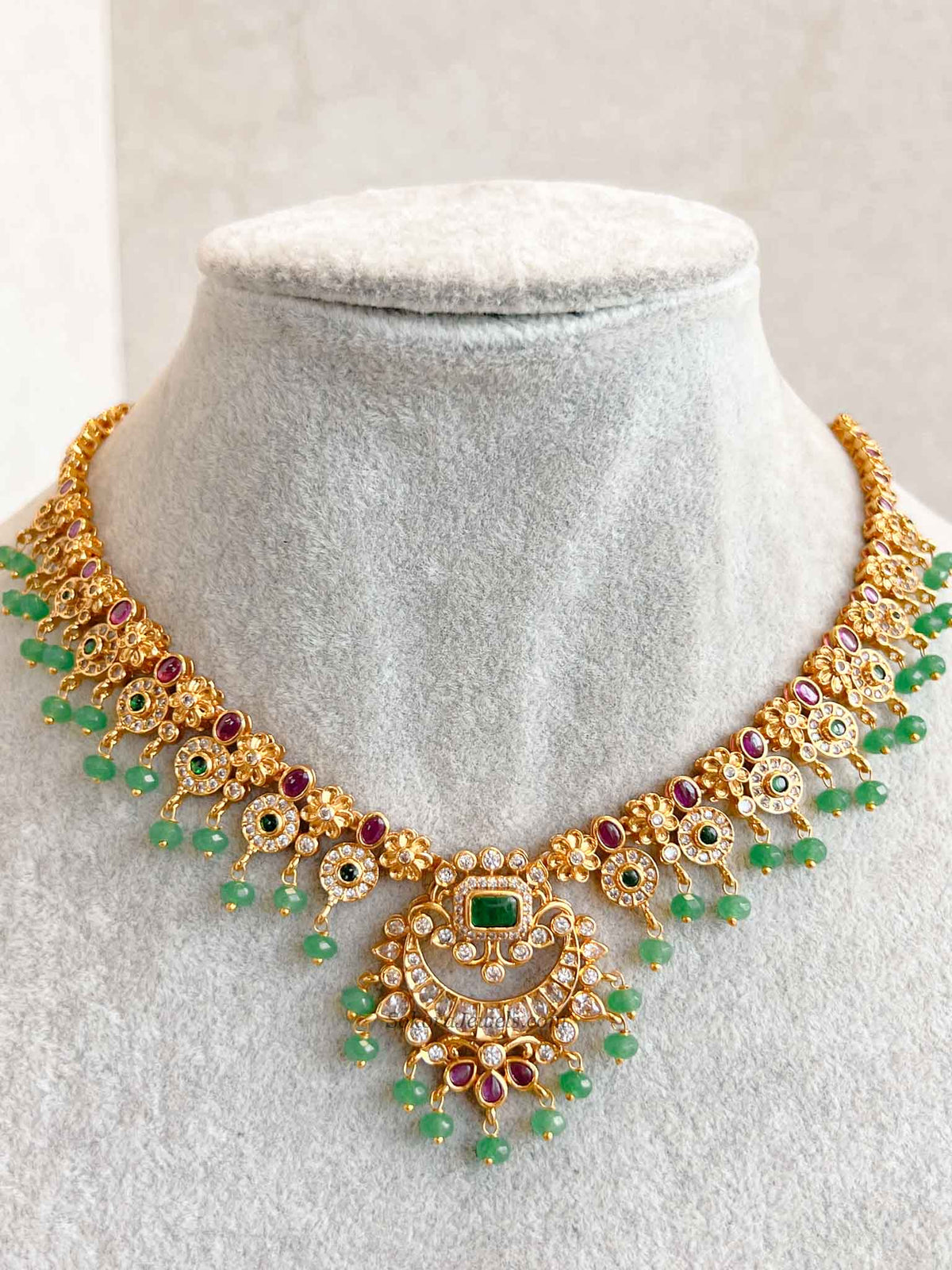 Green and Ruby Heritage Pendant Necklace Set