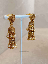 Nura Jhumka Detail Necklace set Gold Ball & Pearl