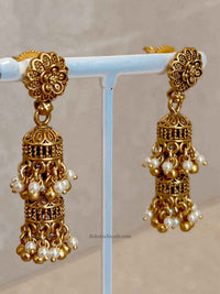 Nura Jhumka Detail Necklace set Gold Ball & Pearl