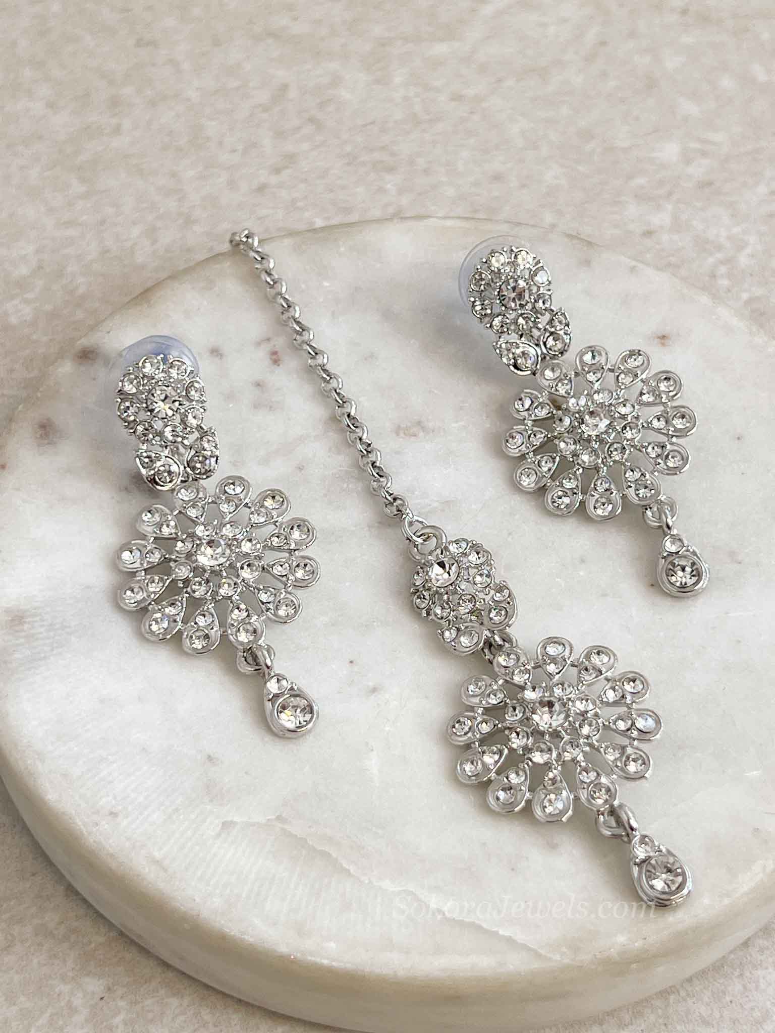 Mital Small Silver Earring & Tikka set