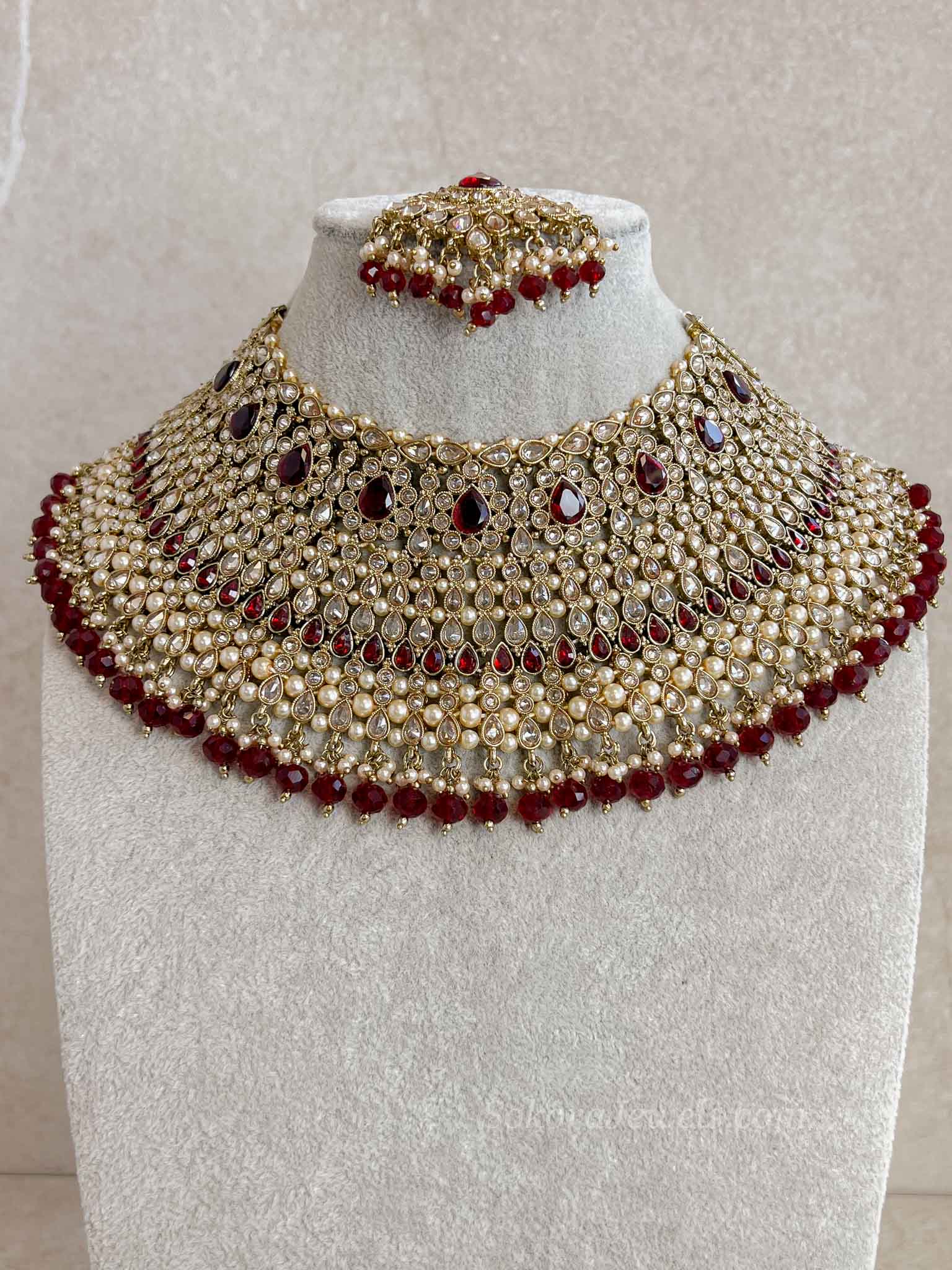 Maheen Bridal Choker Set - Maroon