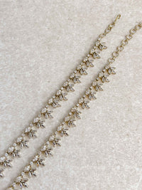 Leaf Shape Antique Gold American Diamond Bridal Payal