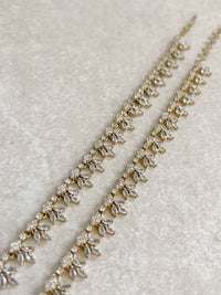 Leaf Shape Antique Gold American Diamond Bridal Payal