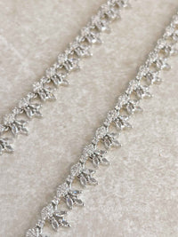 Silver Leaf Shape American Diamond Bridal Payal