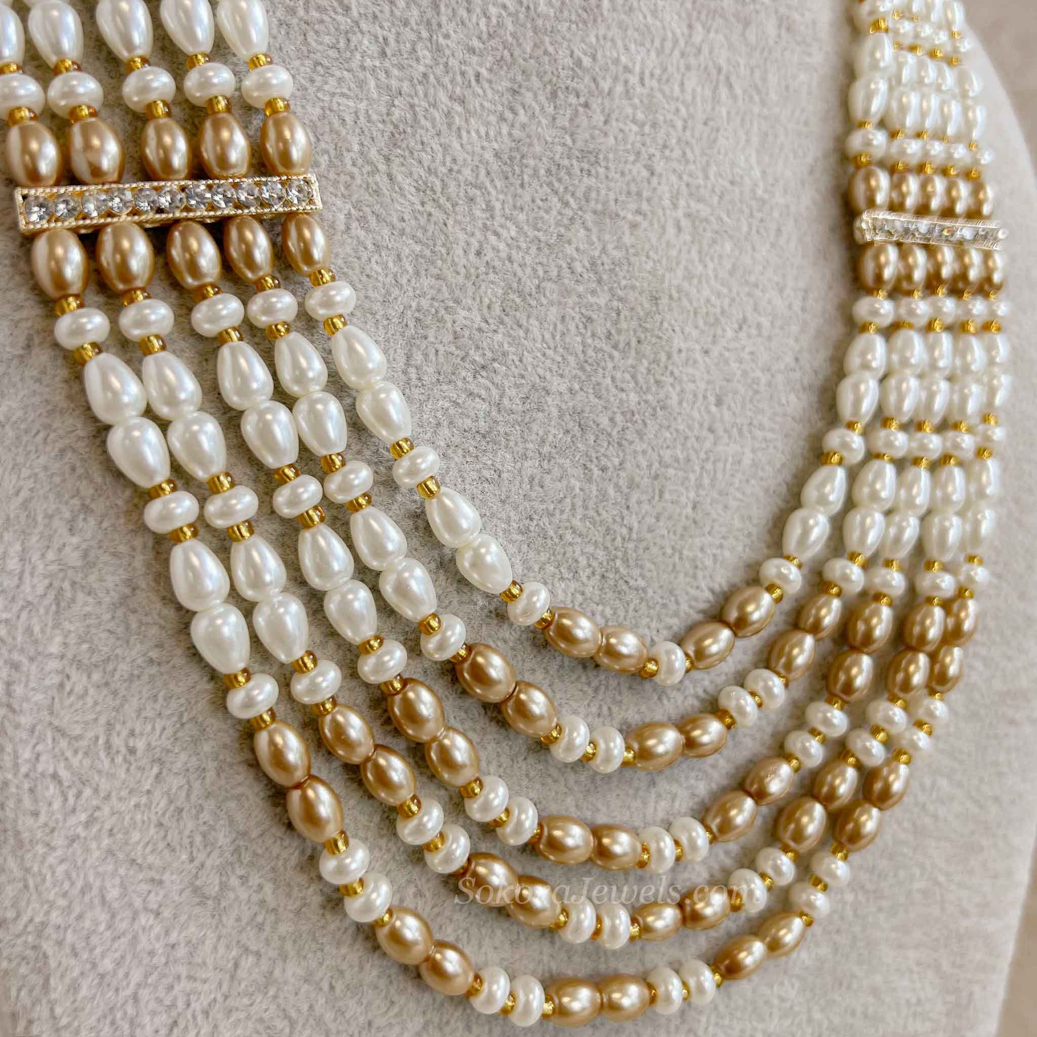 Pearl & Chamagne Bead Mens Mala