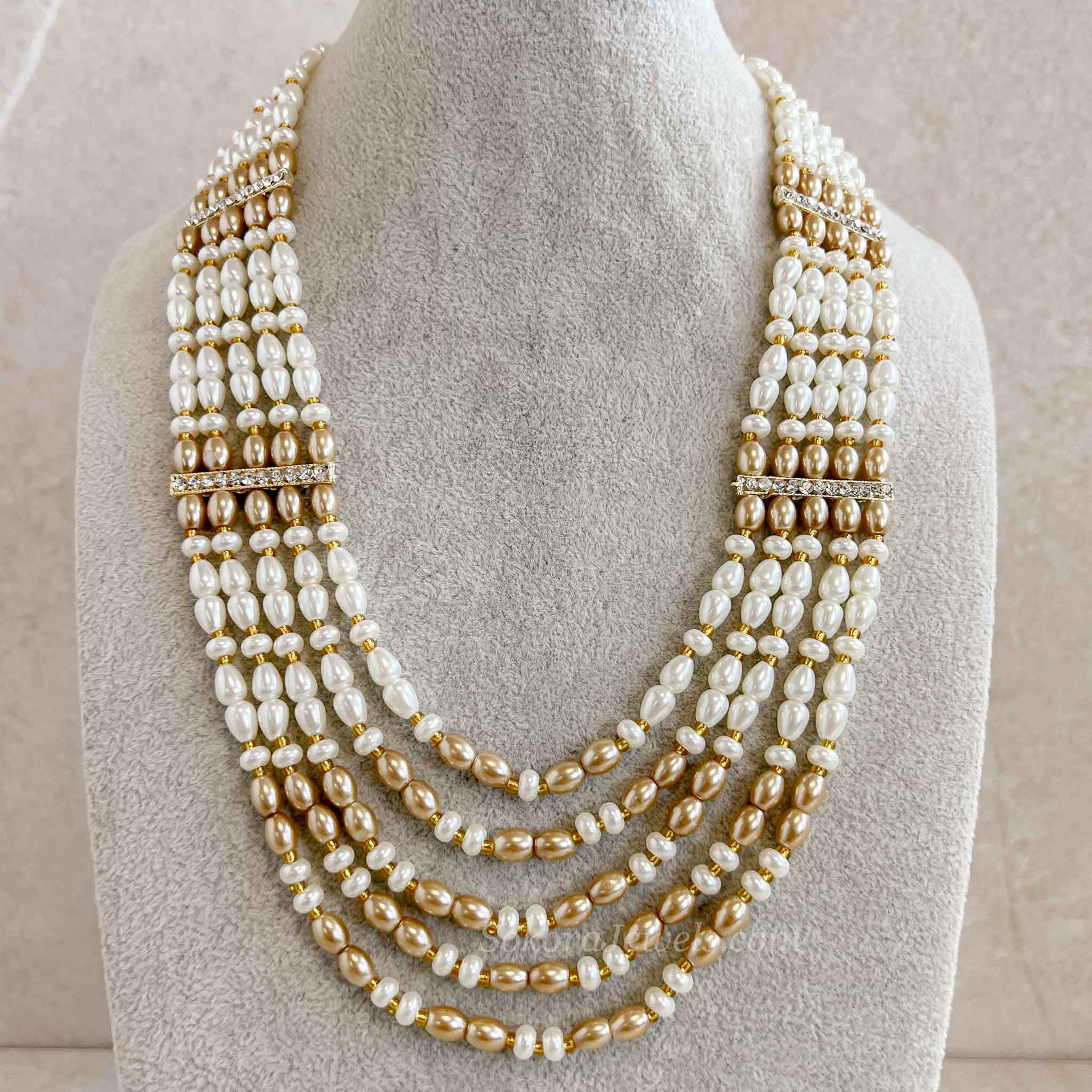 Pearl & Chamagne Bead Mens Mala