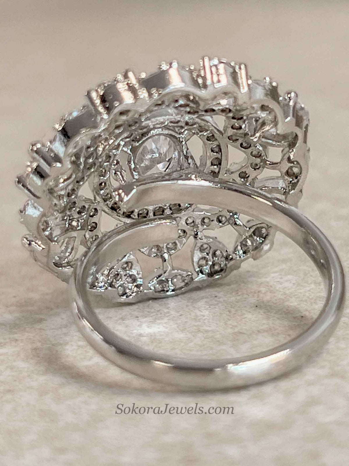 Medium Silver & Diamante Ring