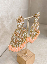 Faiqa Antique Gold Necklace Set Peach