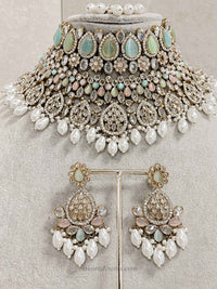 Tahia Choker Necklace Set - Spring Pastels