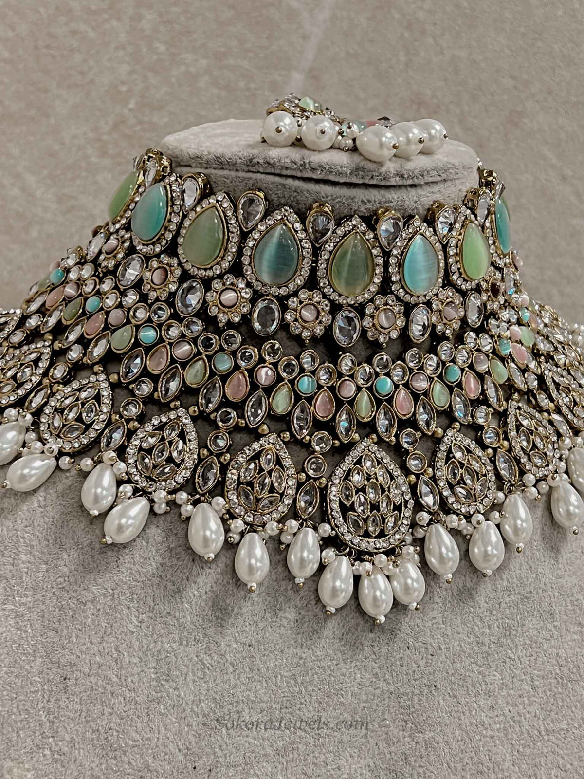 Tahia Choker Necklace Set - Spring Pastels