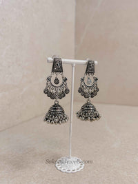 Oxidised Silver Jhumka Earrings