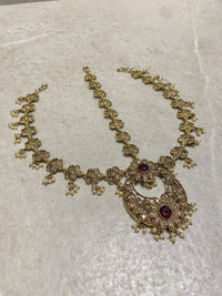 Antique Gold Mathapatti - Maroon