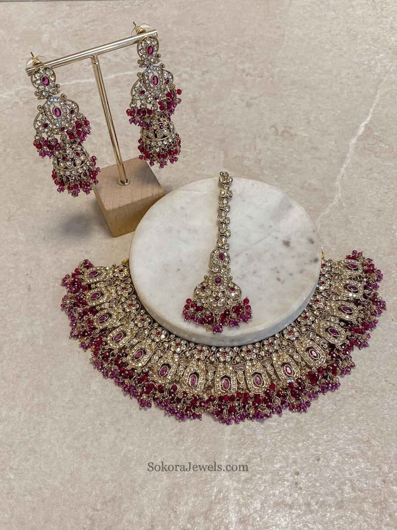 Sofia Golden Necklace Set - 18 Colour Options