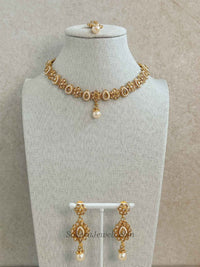 Aadhya Delicate Gold Kundan Necklace Set - SOKORA JEWELSAadhya Delicate Gold Kundan Necklace SetNECKLACE SETS
