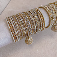 Aafiya Bridal Bangle Set - Clear/White - SOKORA JEWELSAafiya Bridal Bangle Set - Clear/WhiteBANGLES