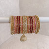 Aafiya Bridal Bangle Set - Maroon & Pink - SOKORA JEWELSAafiya Bridal Bangle Set - Maroon & PinkBANGLES