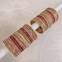 Aafiya Bridal Bangle Set - Maroon & Pink - SOKORA JEWELSAafiya Bridal Bangle Set - Maroon & PinkBANGLES