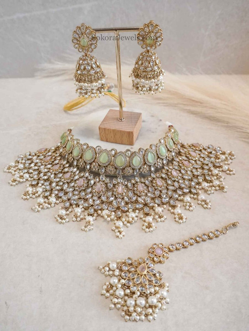 Aafiya Bridal Jewellery Set - Pastel - SOKORA JEWELSAafiya Bridal Jewellery Set - Pastel
