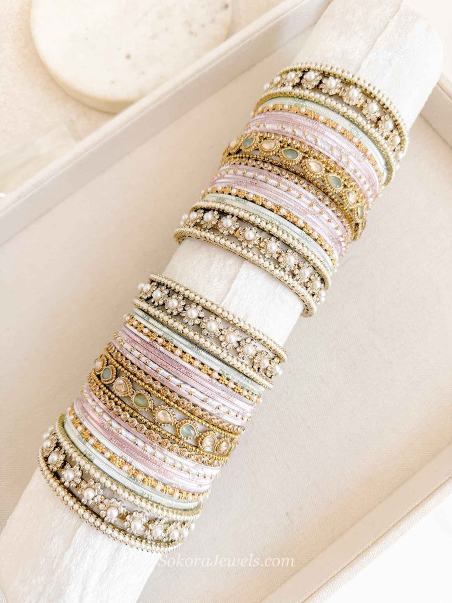 Aafiya Luxury Pastel Bangle Stack - SOKORA JEWELSAafiya Luxury Pastel Bangle StackBANGLES