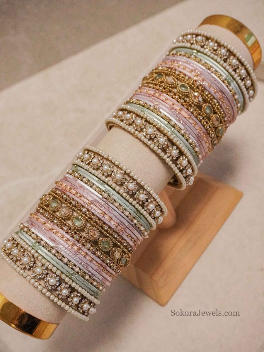Aafiya Luxury Pastel Bangle Stack - SOKORA JEWELSAafiya Luxury Pastel Bangle StackBANGLES